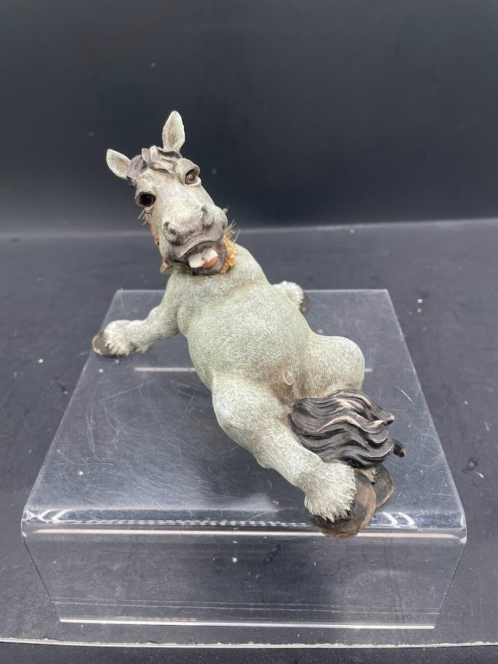 2000 Sealmark Resin Laughing Buck Tooth Whimsical Grey Horse Figurine